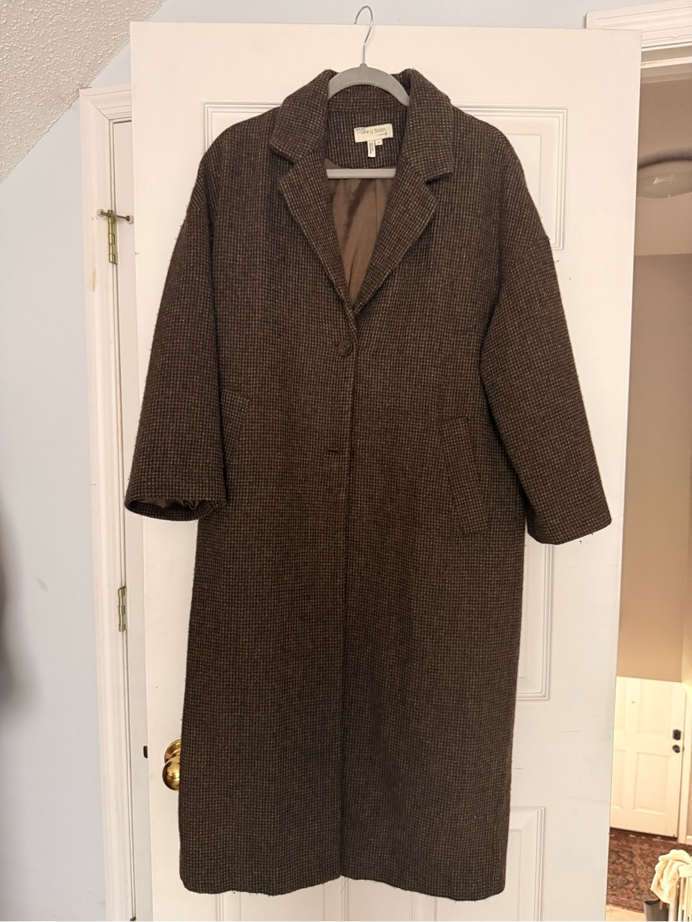 Vintage-Inspired Brown Trench Coat - Long Wool Blend Overcoat